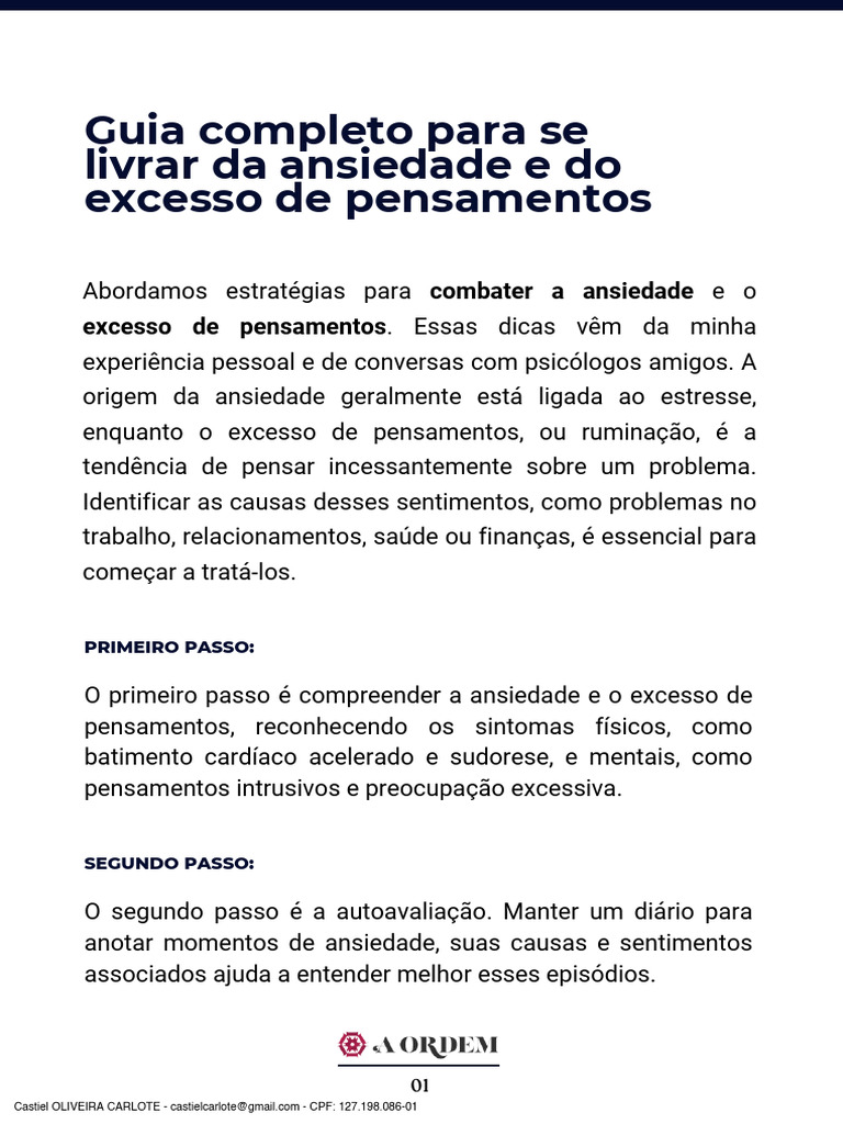 030 - Guia completo para se livrar da ansiedade e do excesso de ...