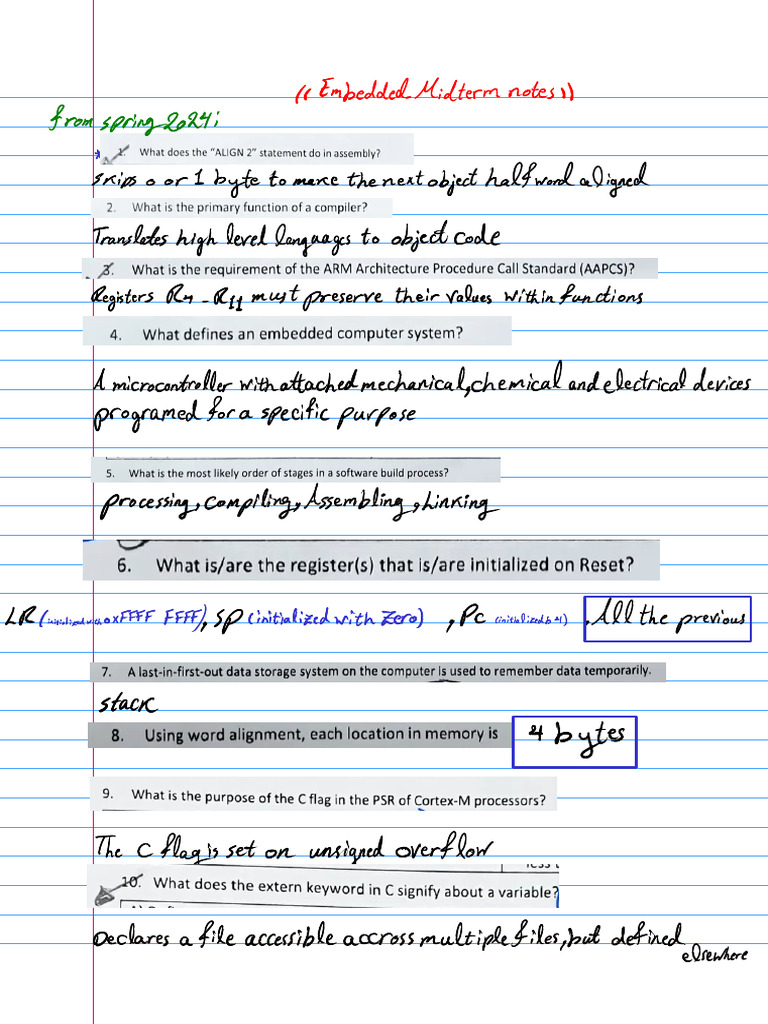 embedded_notes_midterm(exams)_imp_qs | PDF