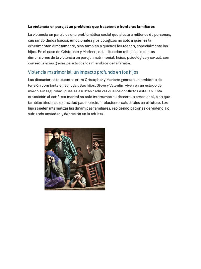 Violencia en pareja: impacto familiar y emocional | PDF