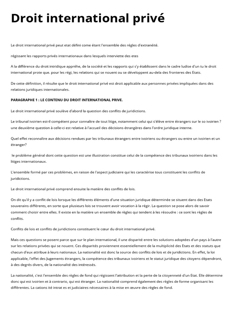 Droit international privé en Côte d'Ivoire | PDF | Compétence | Loi ...