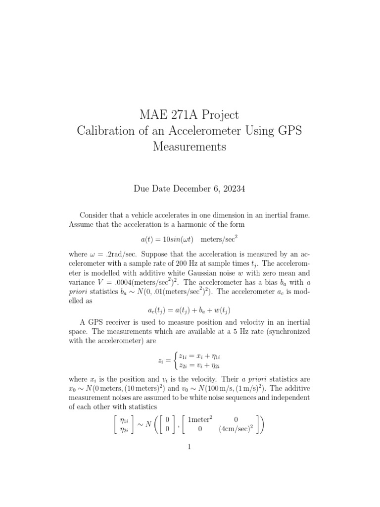 Accelerometer Calibration with GPS Data | PDF | Estimator | Variance