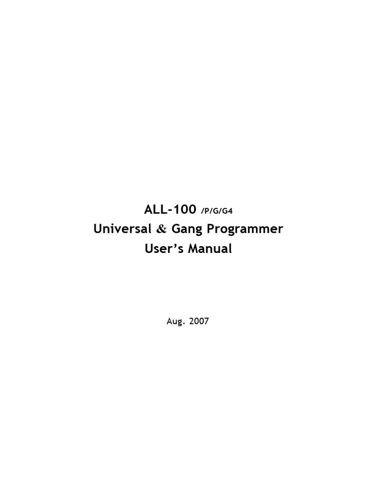 ALL-100 Programmer User Manual | PDF | Computing | Computer Engineering