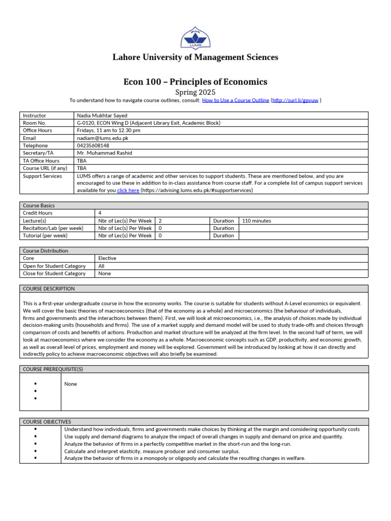 Principles of Economics Course Overview | PDF | Cost Of Living | Economics