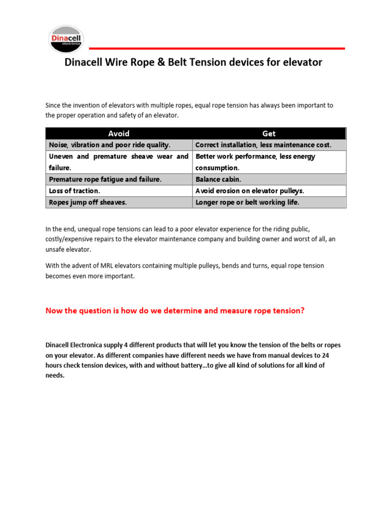 Elevator Rope Tensioning Solutions | PDF | Elevator | Manufactured Goods