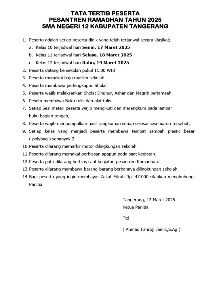 Revisi Tata Tertib Peserta Sanlat | PDF
