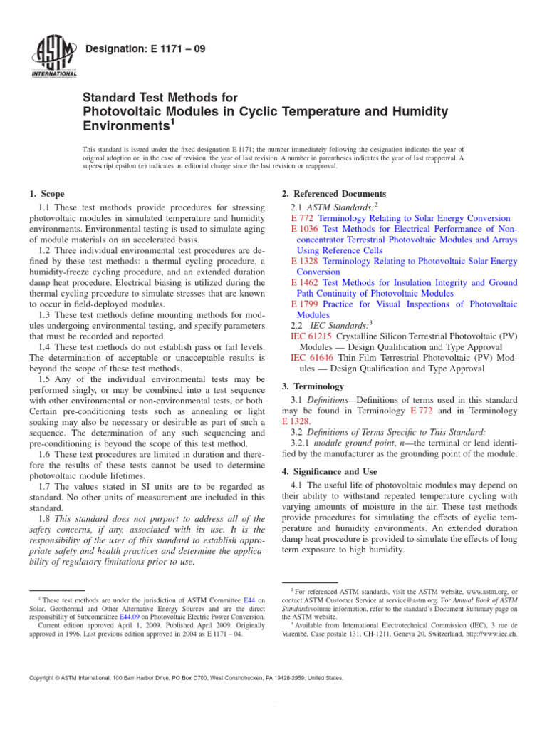 Astm E1171 | PDF | Photovoltaics | Power Supply