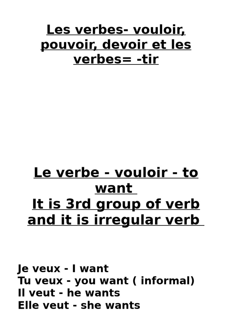 Conjugaison des verbes vouloir et pouvoir | PDF | Verbe | Morphologie