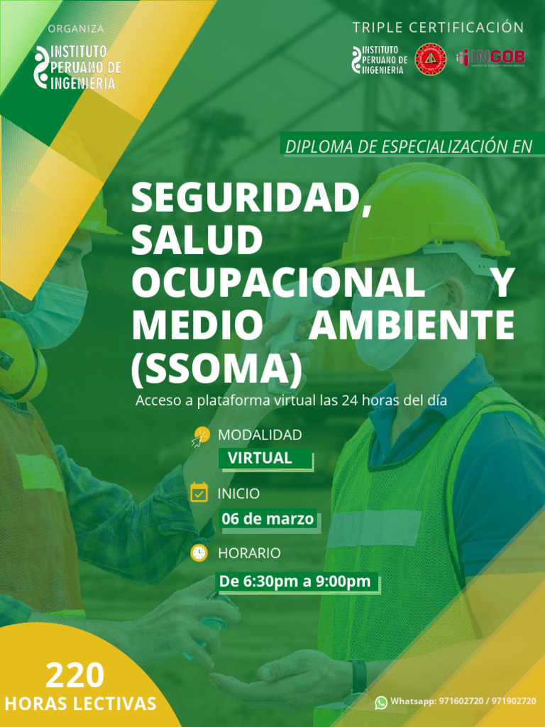 Seguridad Salud Ocupacional y Medio Ambiente Ssoma | PDF | Perú