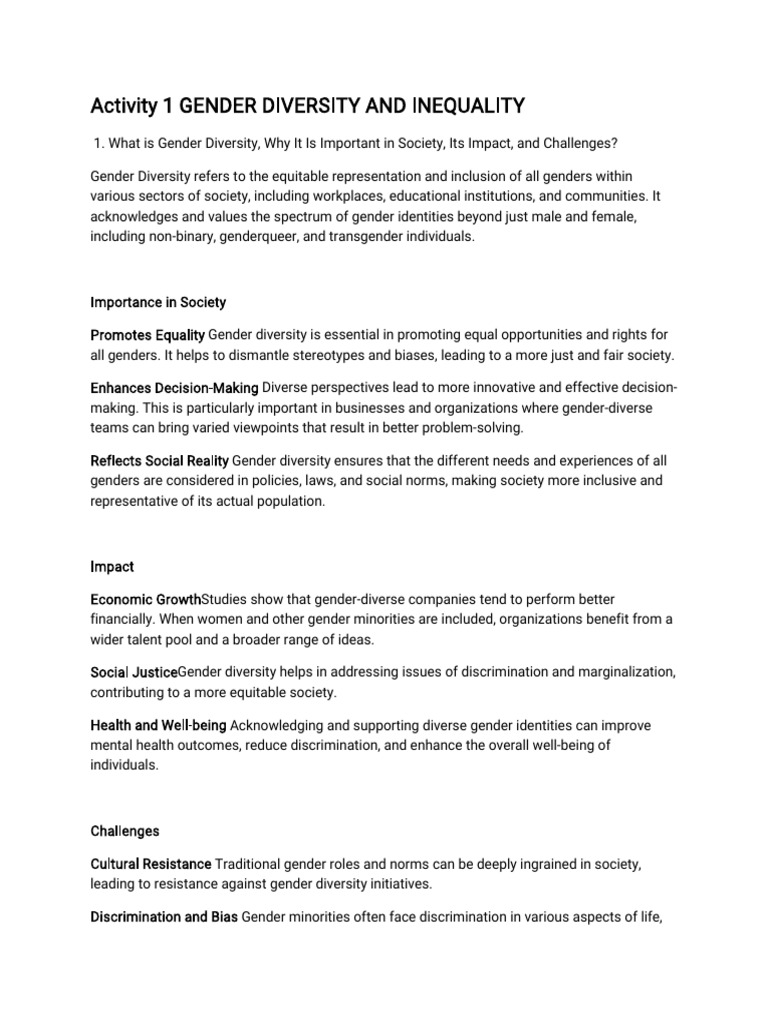 Gender Diversity and Inequality Insights | PDF | Gender Studies ...