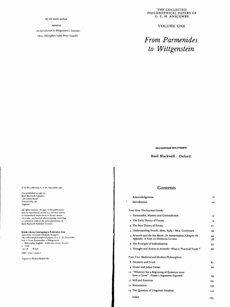 (The Collected Philosophical Papers of G. E. M. Anscombe 1) G. E. M ...