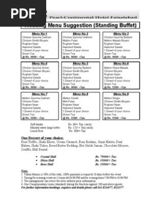 Wedding Menu Suggestion for Host