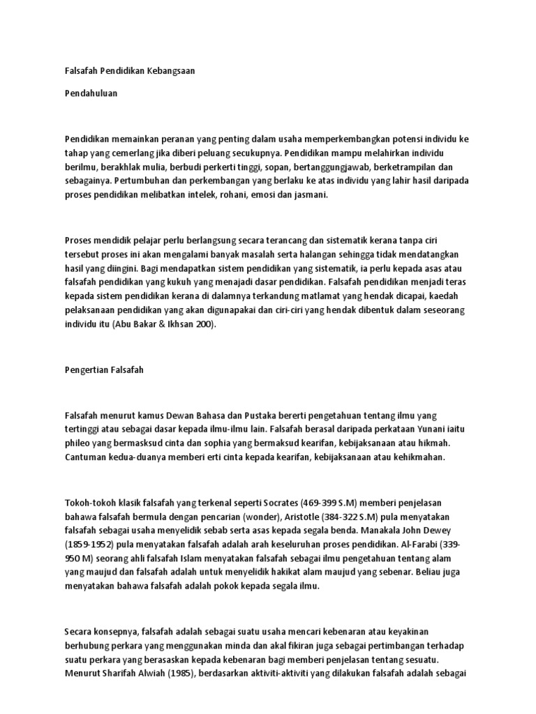 Falsafah Pendidikan Kebangsaan Pdf