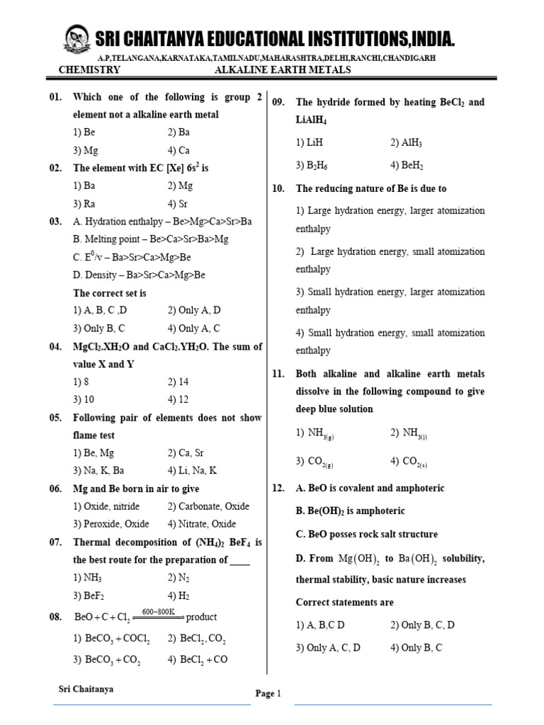 Alkaline Earth Metals Overview | PDF | Hydroxide | Salt (Chemistry)