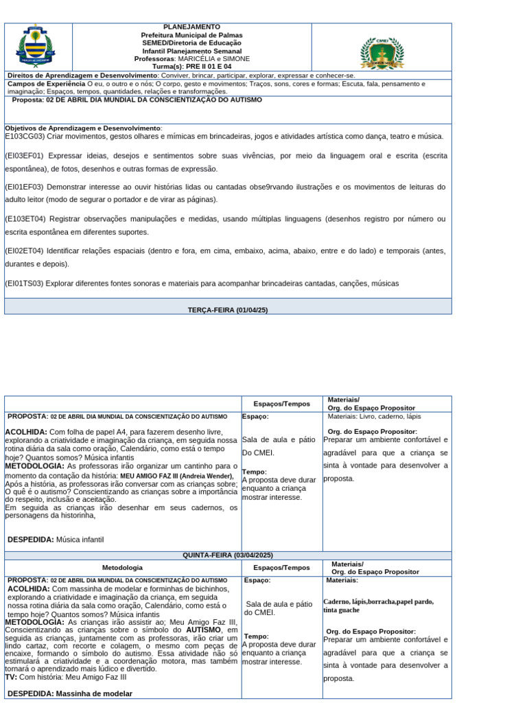 Plano Autismo | PDF | Autismo | Aprendizado