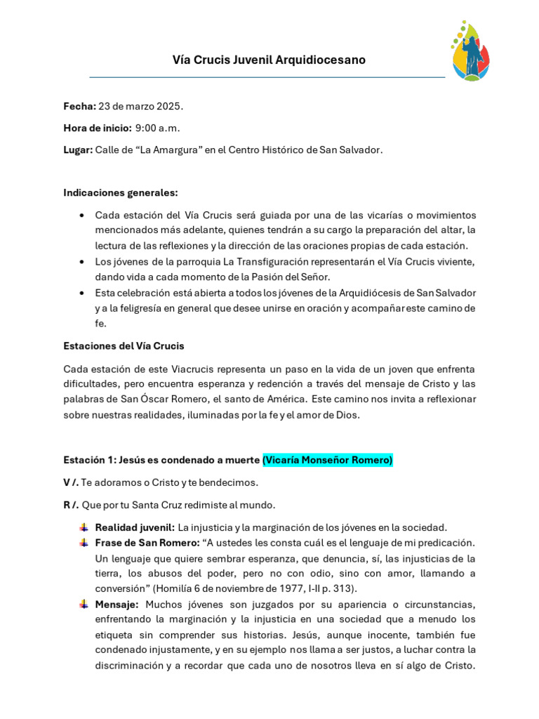 Vía Crucis Juvenil 2025 en San Salvador | PDF | Cristo (título) | María ...