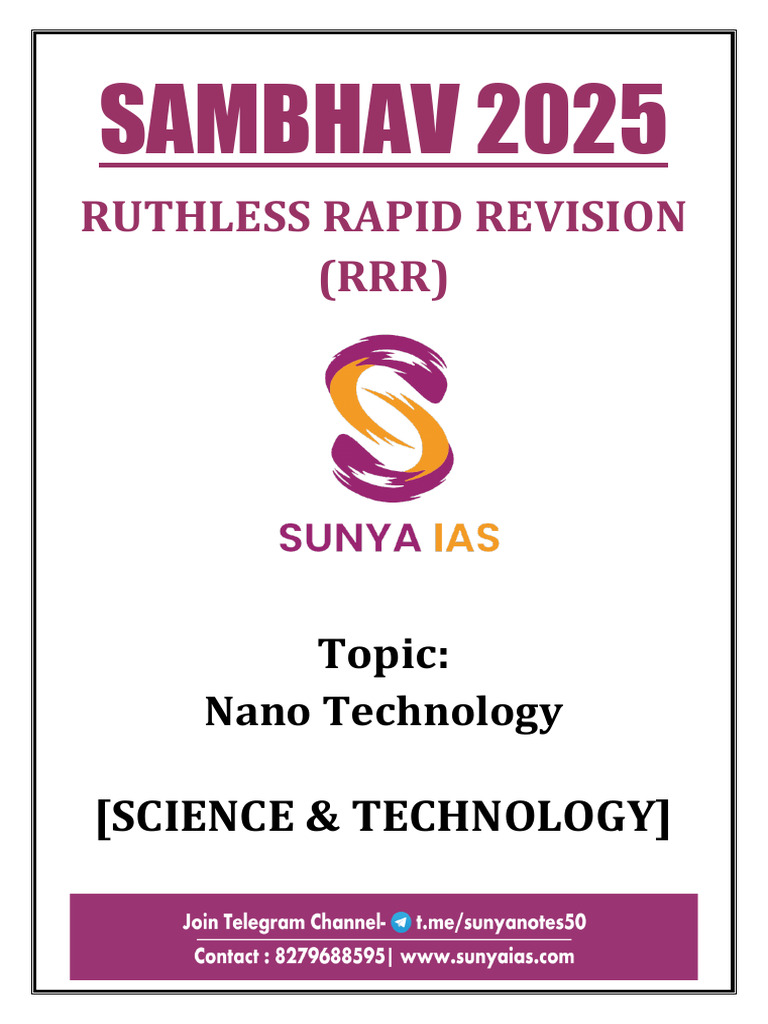 Nano Technology - Prelims 2025 - Sunya IAS | PDF | Nanotechnology ...