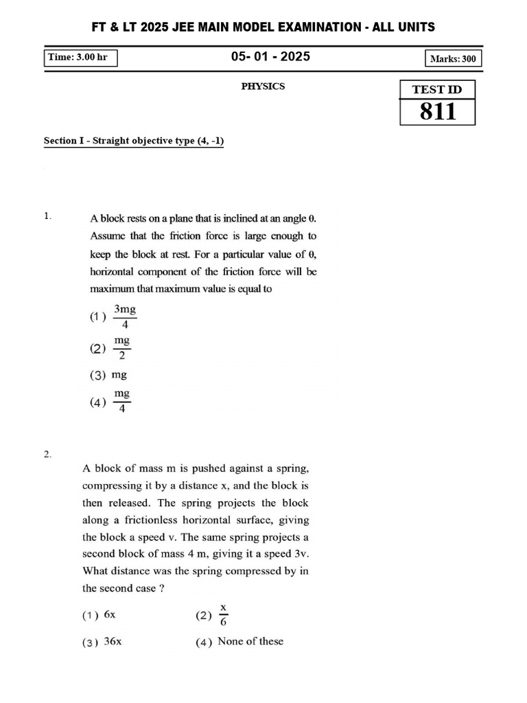 JEE Main 2025 Model Exam Paper | PDF | Area | Circle