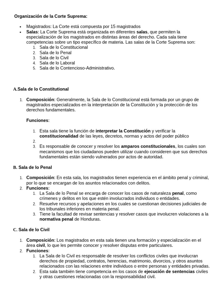 Estructura y Funciones de la Corte Suprema | PDF | Derecho laboral ...