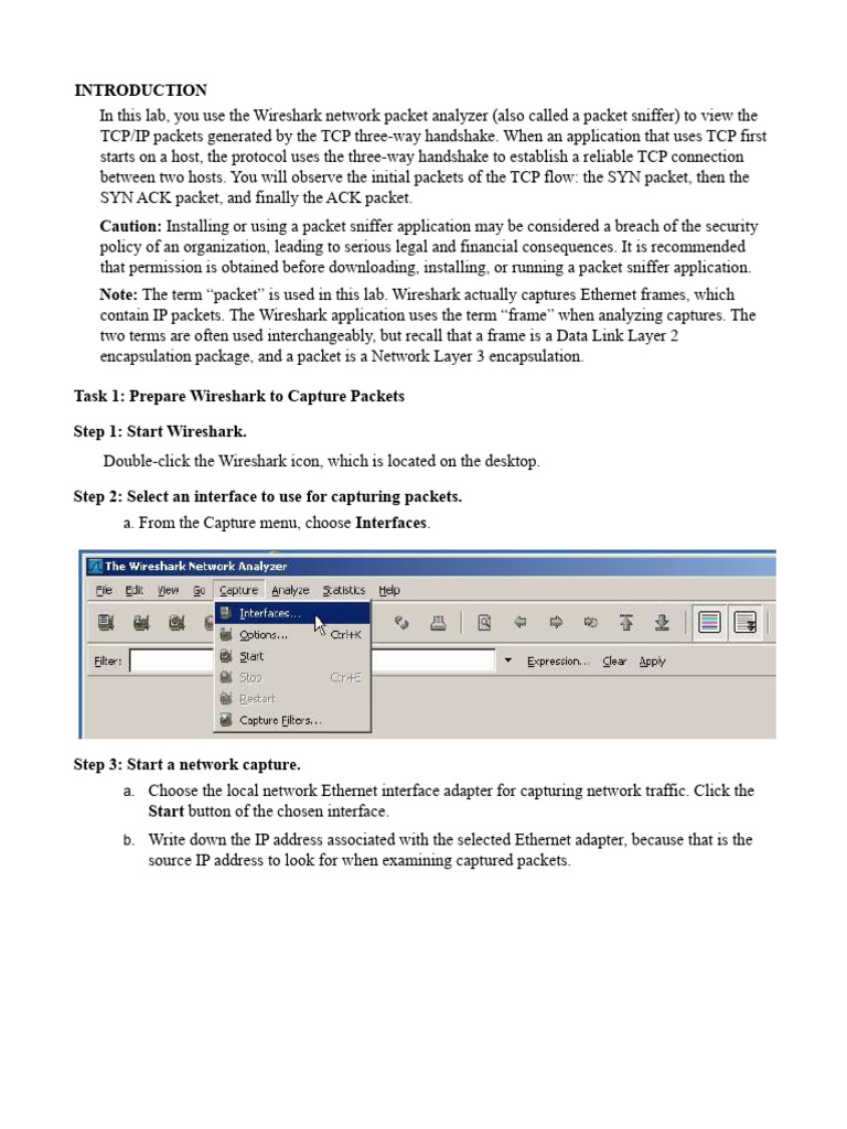 Wireshark TCP Three-Way Handshake Lab | PDF | Transmission Control ...