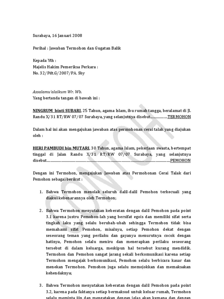 Jawaban Gugatan Pdf
