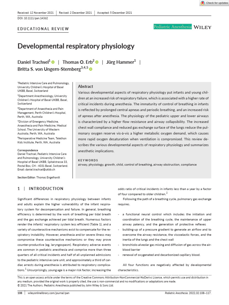 Pediatric Respiratory Physiology Risks | PDF | Lung | Respiratory Tract