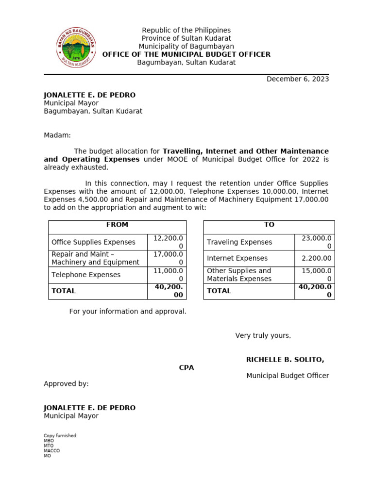 Budget Augmentation Requests Bagumbayan | PDF | Economies