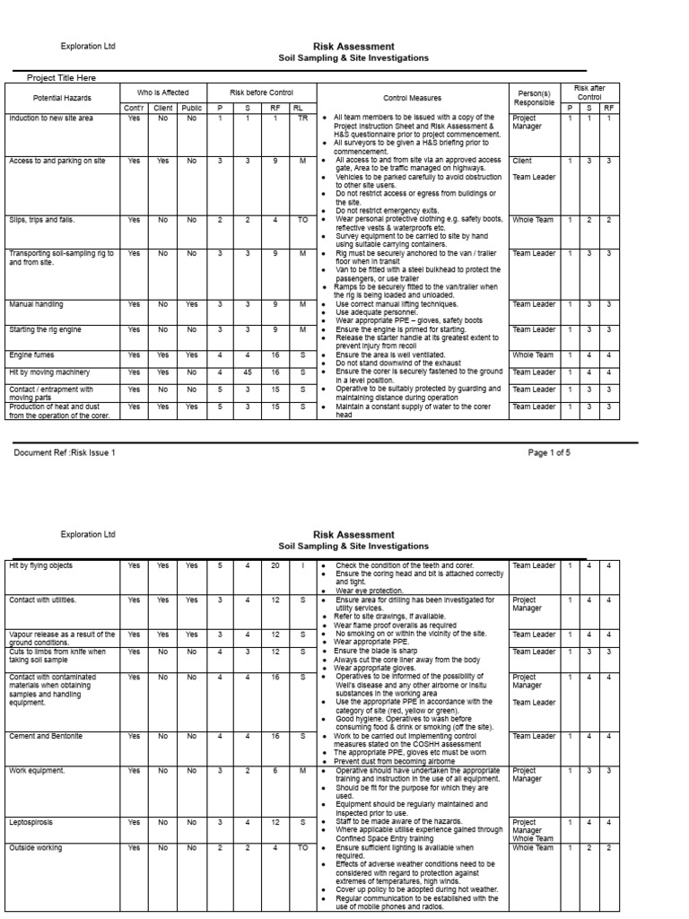 CVE 309 Risk Assessment - Soil Sampling Site Investigations.doc (1 ...