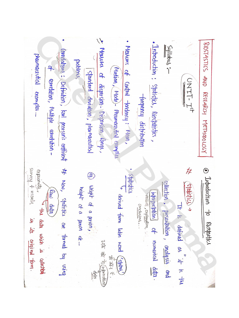 Unit 1, Biostatistics and Research Methodology, B Pharmacy 8th Sem ...