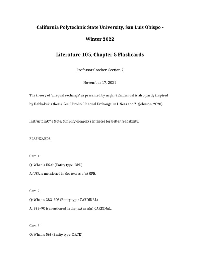 Literature 105 Chapter 5 Flashcards | PDF