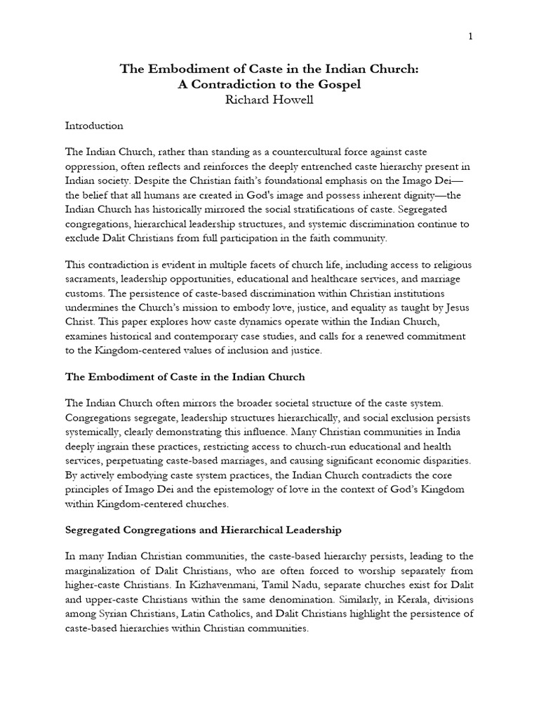 The Embodiment of Caste in The Indian Church | PDF | Pentecostalism | Dalit