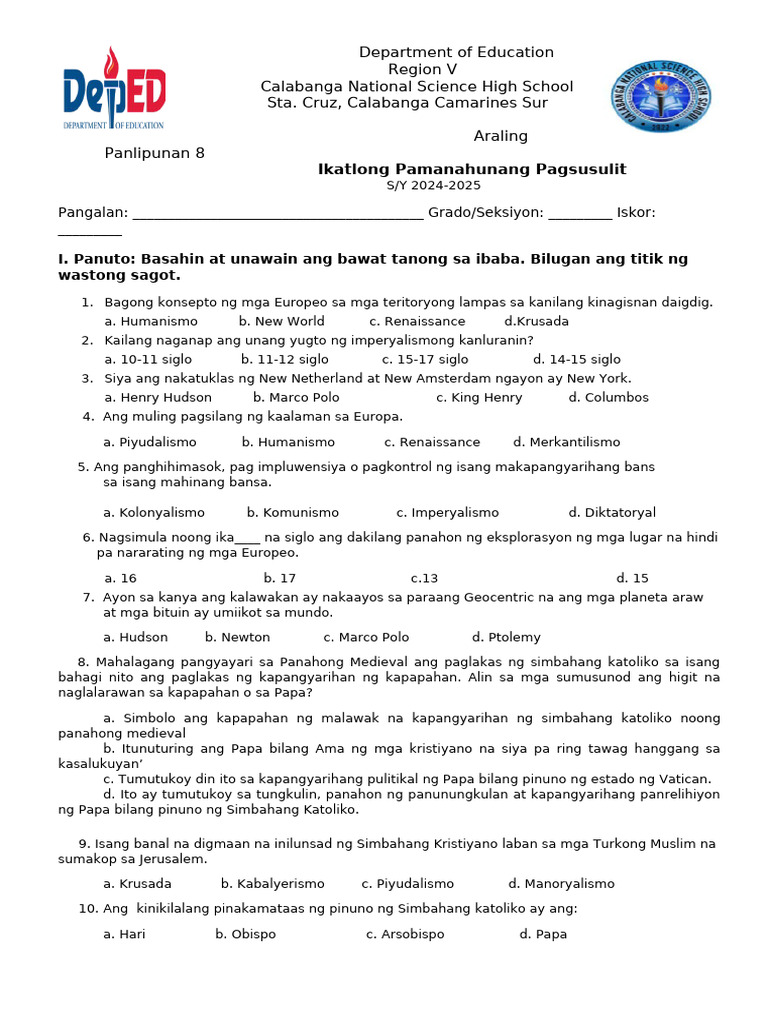 Quarter 3 Exam | PDF