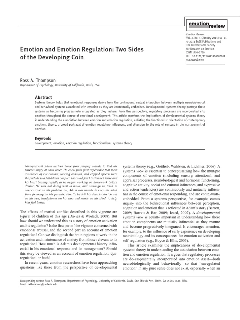 Emotion and Regulation in Development | PDF | Emotions | Emotional Self ...