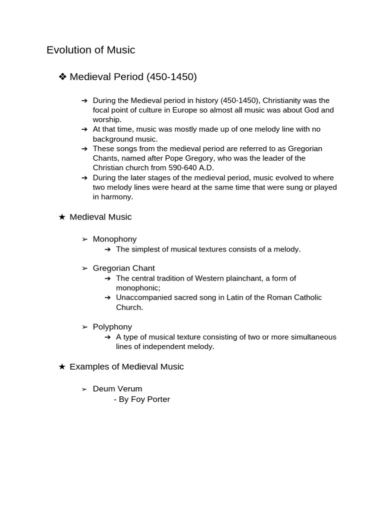 History of Music Evolution | PDF | Classical Period (Music) | Baroque Music