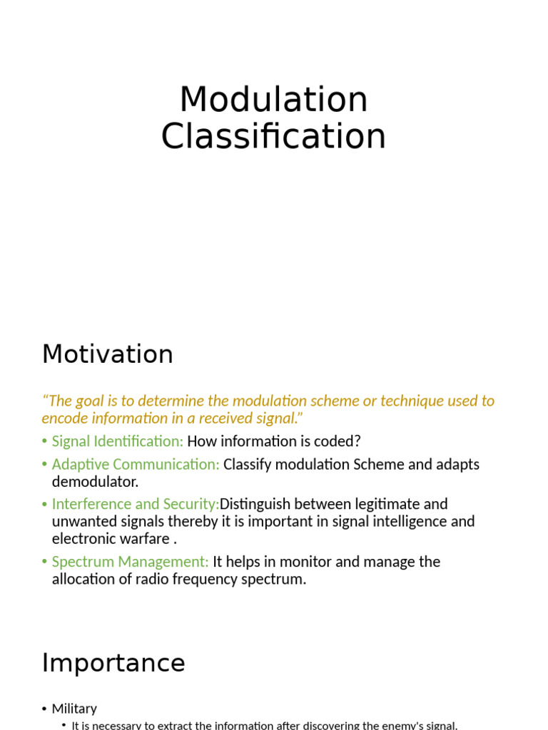 Modulation Classification Techniques Overview | PDF | Modulation ...