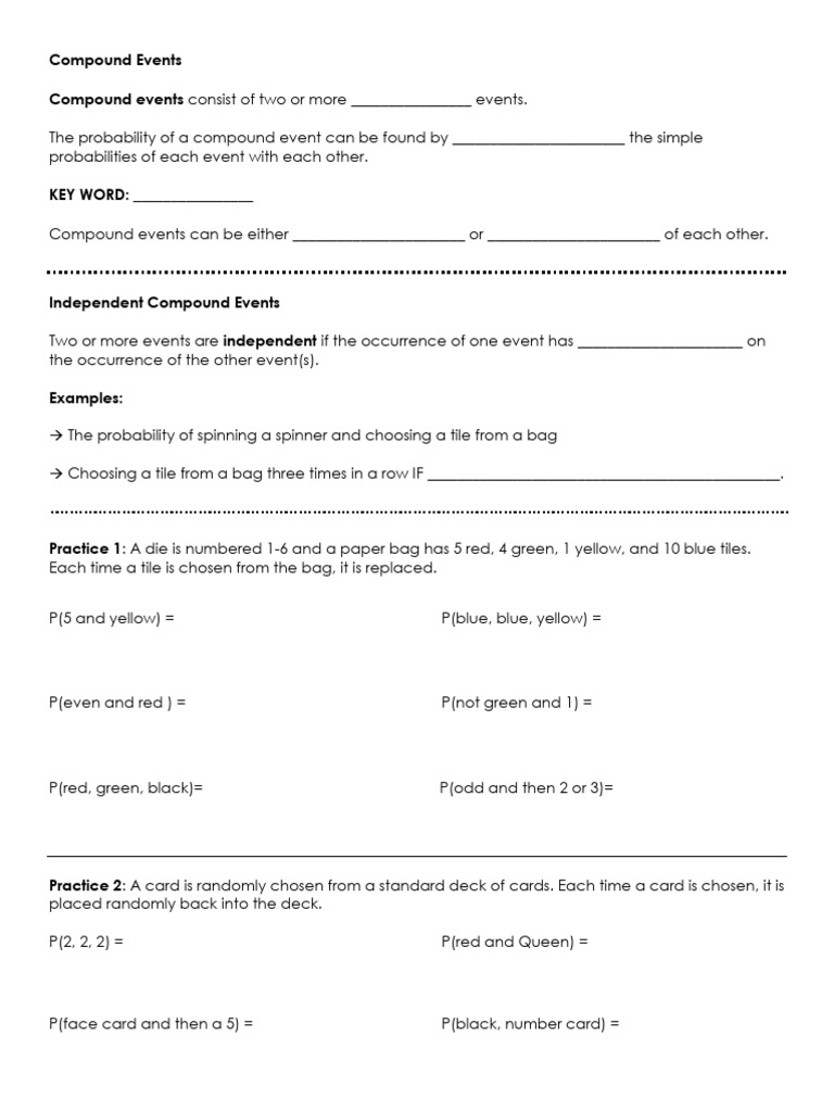 Compound Events Notes | PDF