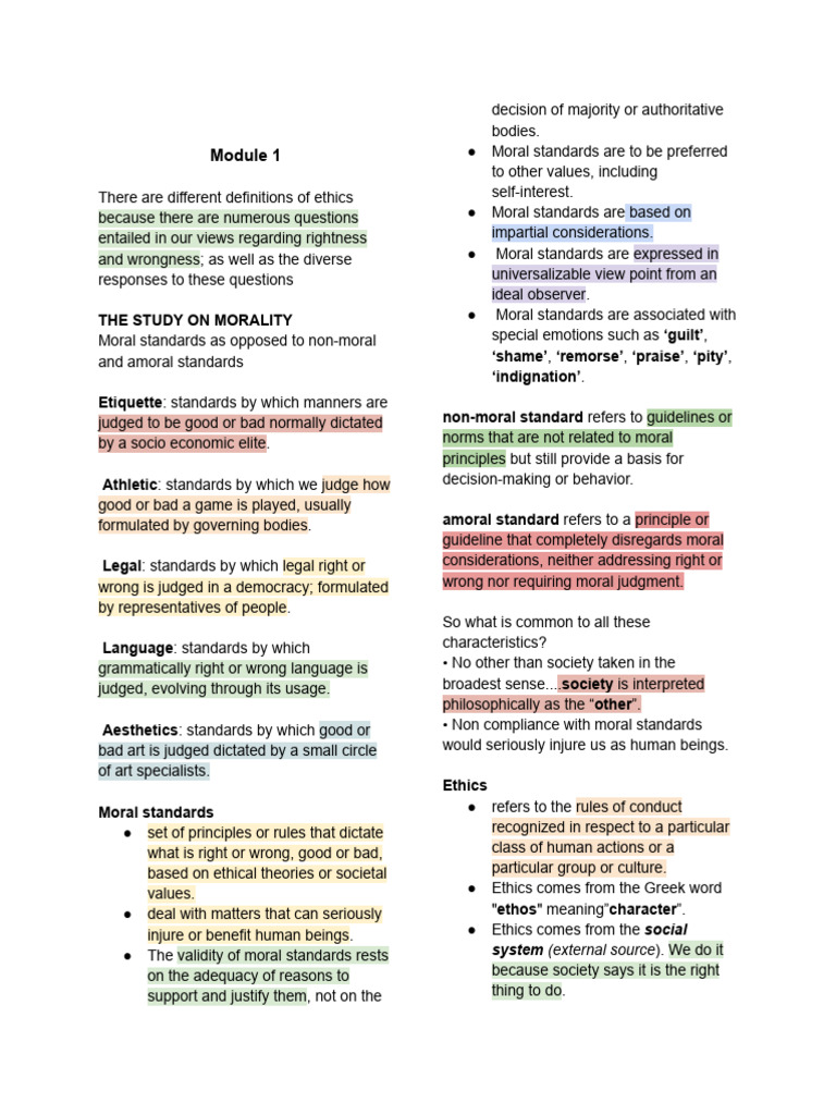 Ethics Reviewer | PDF | Free Will | Morality