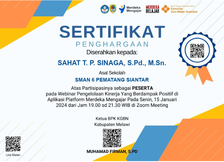 E-Ser SAHAT T. P. SINAGA, S.PD., M.SN | PDF