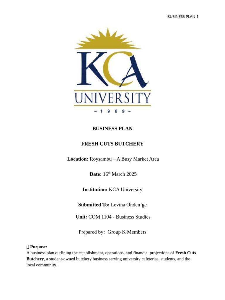 Assignment 1 Business Plan | PDF | Pricing | Supermarket