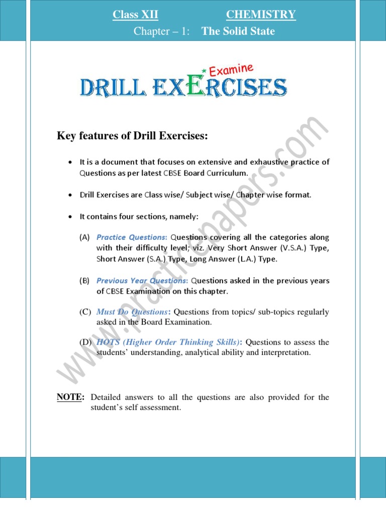 Class 12 Solid State Chemistry Exercises | PDF | Crystal Structure | Solid