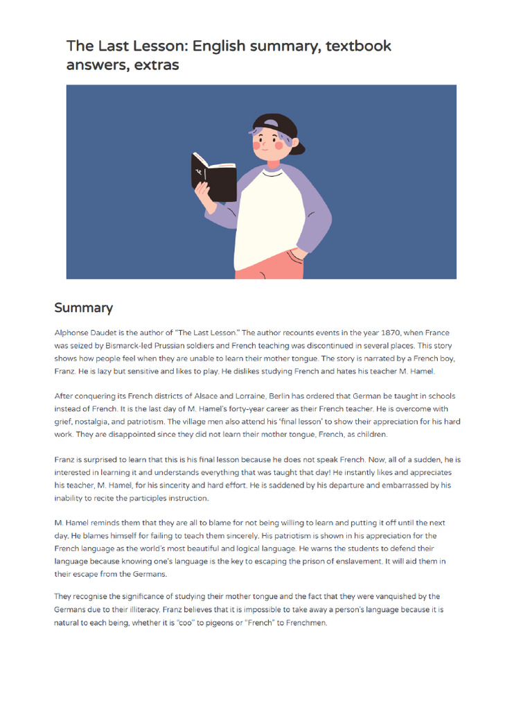 The Last Lesson-Notes | PDF