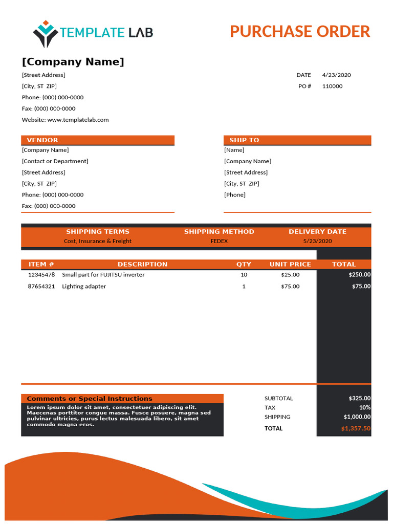 Purchase Order Template 01 | PDF