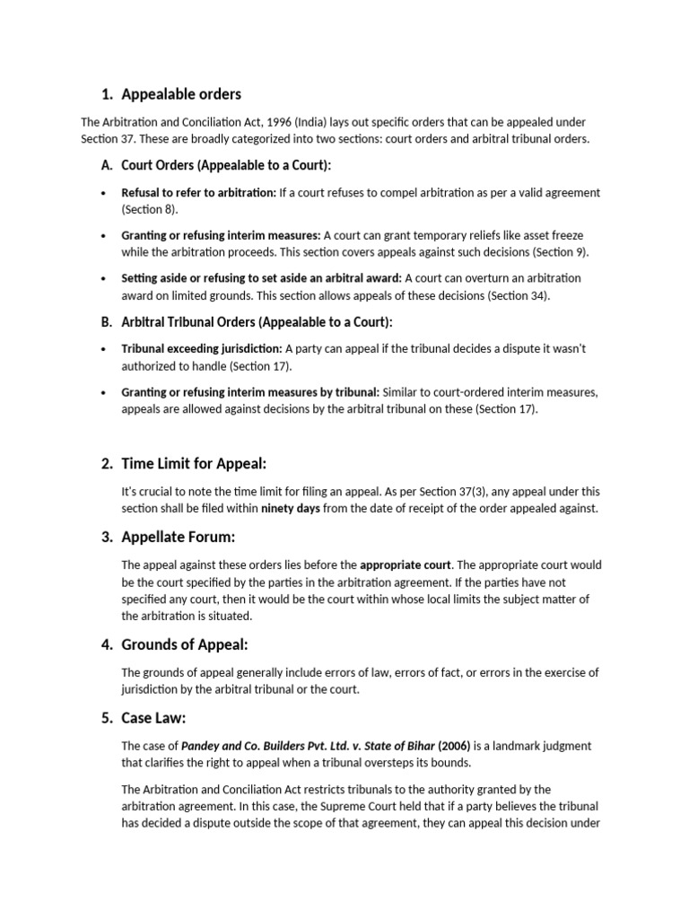 Appealable Orders Under Arbitration Act | PDF | Arbitration | Appeal