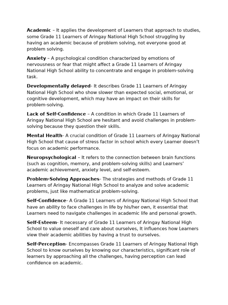 Challenges in Grade 11 Learners' Academics | PDF