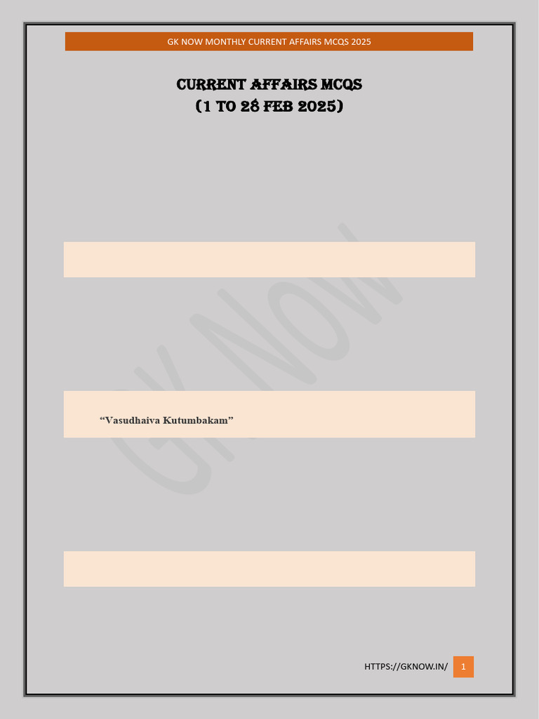 Current Affairs MCQs 1 To 28 Feb 2025 | PDF | Salt