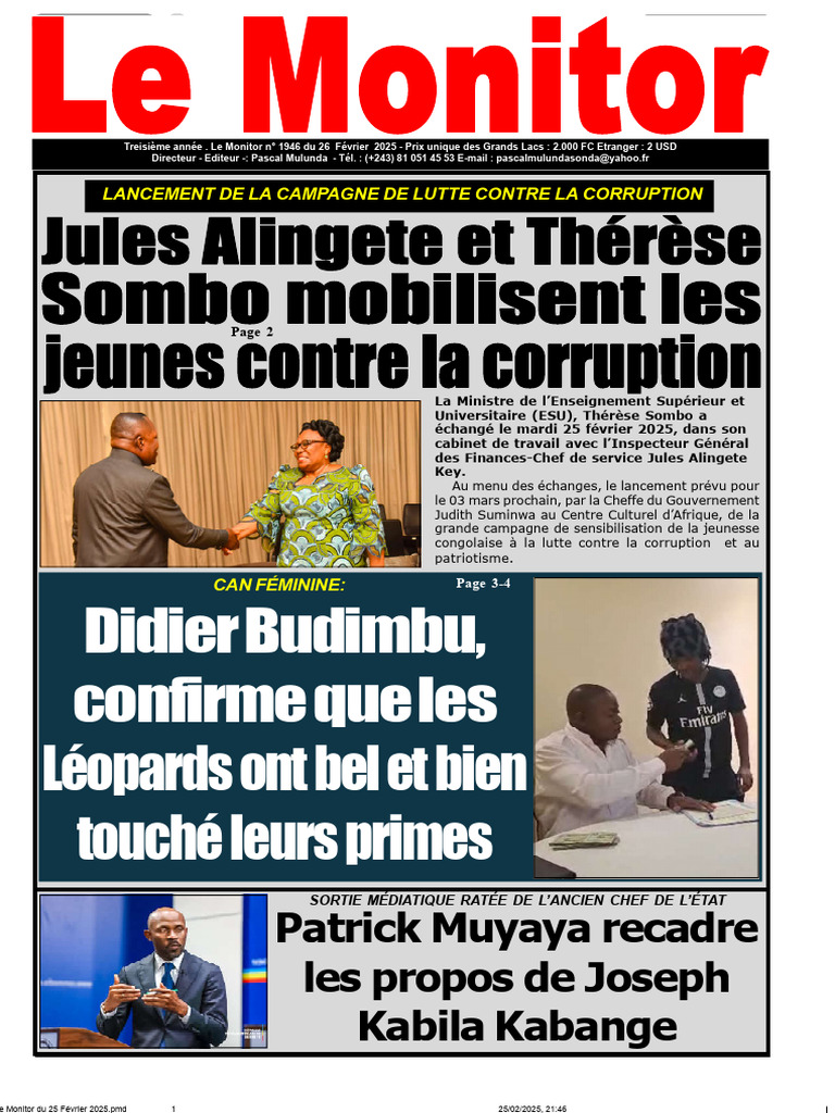 Lutte contre la corruption en RDC | PDF | République démocratique du ...