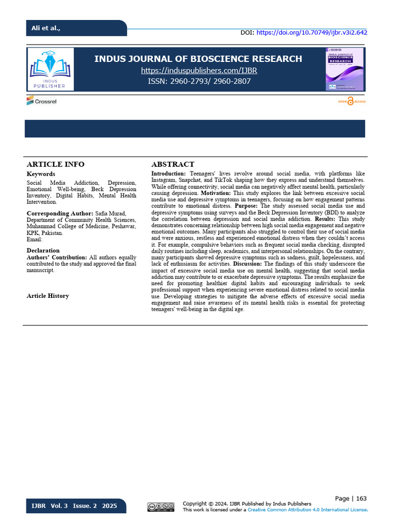 IJBR-642-The Impact of Social Media Addiction On Teenage Depression A ...