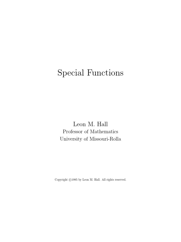 Special Functions Notes by Universiy of Missouri-Rolla | PDF | Special ...