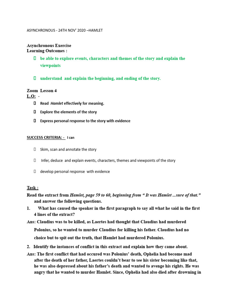 Analyzing Conflict in Hamlet's Extract | PDF | Hamlet | Shakespearean ...