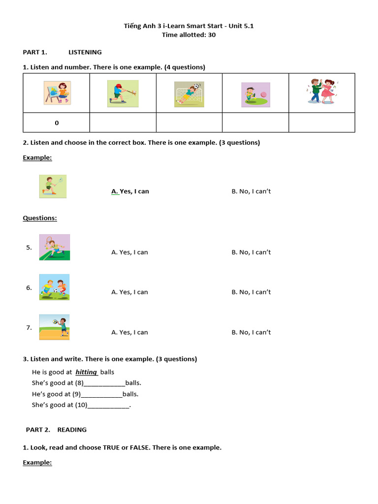 Test Unit 5.1 L P 3 | PDF | Sports | Ball Games