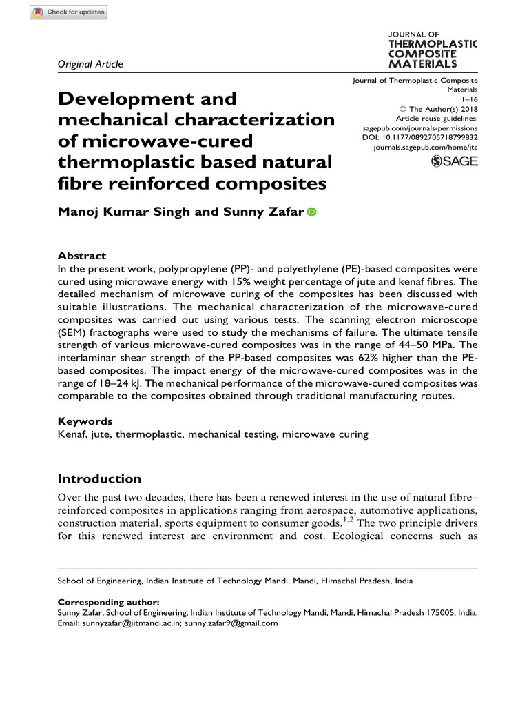Microwave-Cured Natural Fibre Composites | PDF | Composite Material ...